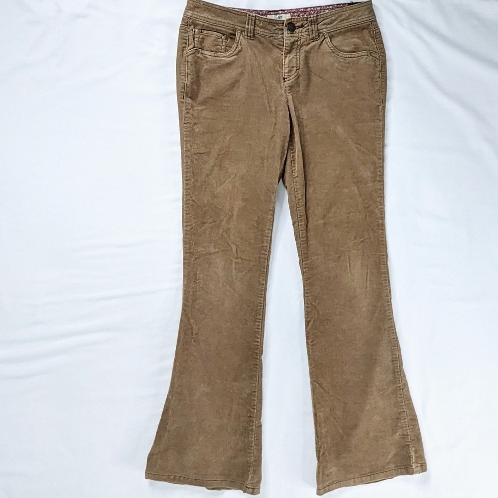 Y2k Tan Khaki Corduroy Low Rise Wide Flare Leg Pants